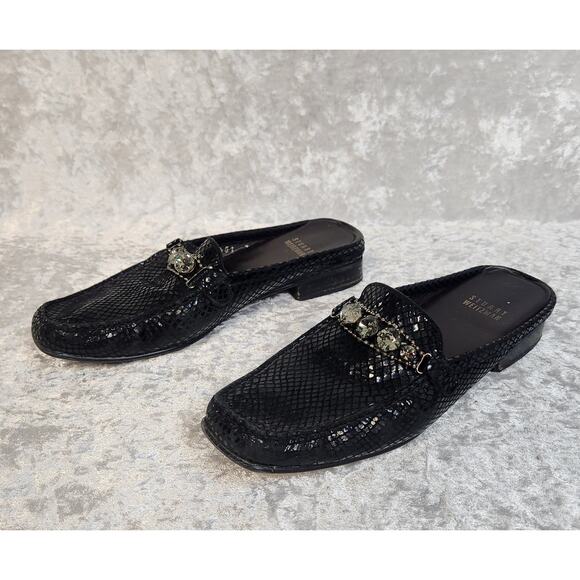 Stuart Weitzman Bedrock Black Serpentine Flats-Size 7N - Picture 4 of 10